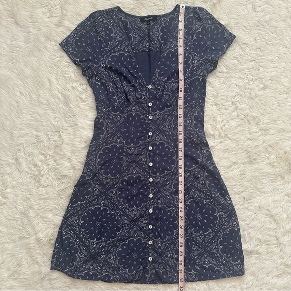Madewell Dress Shirred Button-Front Mini Bandana Print Nighttime Blue Sz 00 - Picture 12 of 12